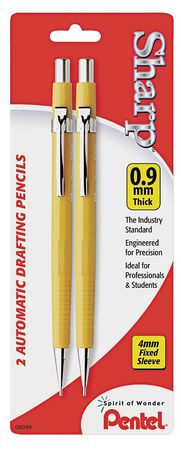 Mechanical Pencil,0.9mm,yellow,pk2 (1 Un