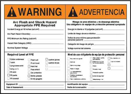 Label,7x10,warning Arc Flash And (5 Unit