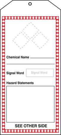 Ghs Tags,chemical Name,8-1/2x3-7/8in,pk5