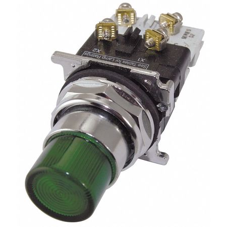 Illuminated Push Button,30mm,green,6vac