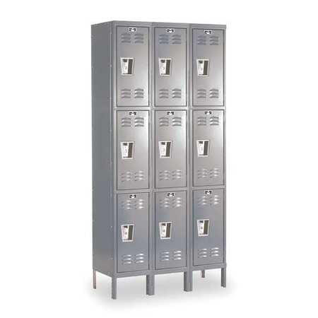 Wardrobe Locker,lvrd,3 Wide, 3 Tier,gray