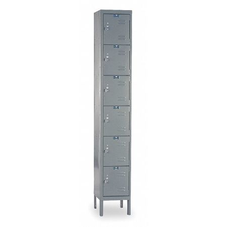 Box Locker,louvered,1 Wide, 6 Tier,gray