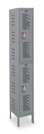 Wrdrb Lockr,vent,1 Wide, 2 Tier,gray (3