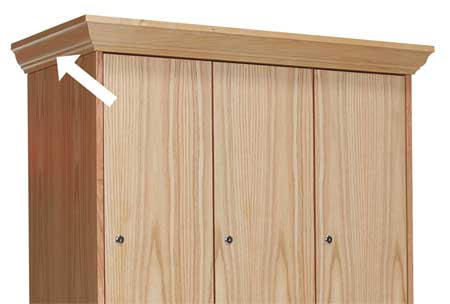 Locker Crown Molding,wood,overall W 3" (