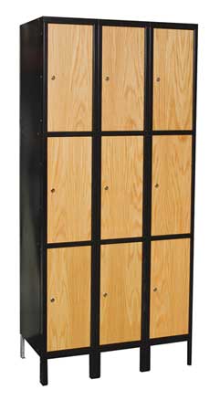 Wrdrb Lockr,solid,3 Wd,3 Tier,wood/black