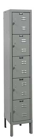 Box Locker,louvered,1 Wide, 5 Tier,gray