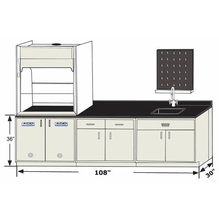 Base Cabinet,silver Beige,108" W,84" H (