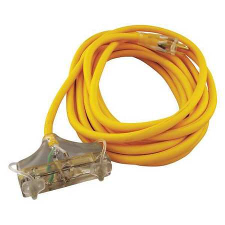 Vinyl Outdoor Extension Cord,25ft,yellow