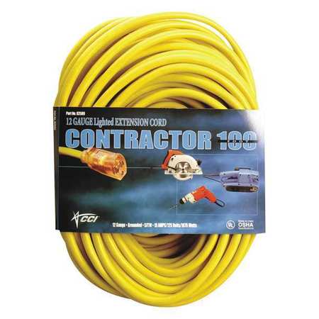 Vinyl Outdoor Ext Cord,100 Ft.,yellow (