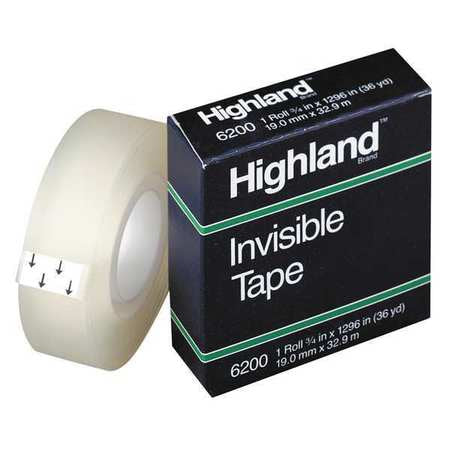 Invisible Tape,mending,0.75 In Wx36 Yd L