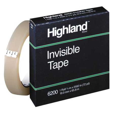 Invisible Tape,mending,0.75 In Wx72 Yd L