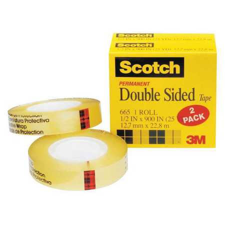 Double Sided Tape,1/2x900 In.,pk2 (1 Uni