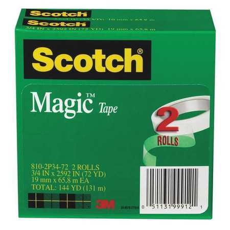 Magic Tape,3/4 X 2592 In.,clear,pk2 (1 U