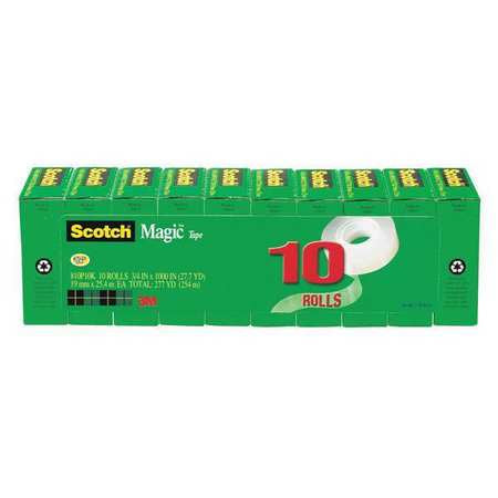 Magic Tape,3/4 X 1000 In.,clear,pk10 (1