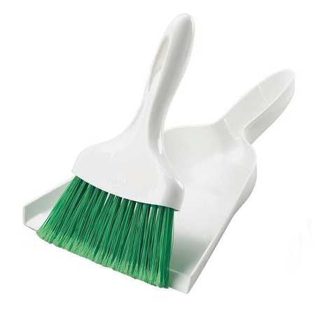 Whisk Broom W/ 10in Dust Pan White/green