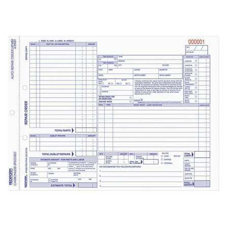 Auto Repair Form,4 Part Carbonless,pk50