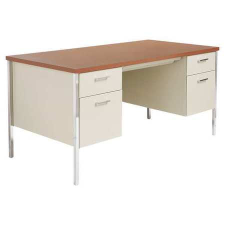 Steel Desk,60x30x29-1/2",cherry/putty (1