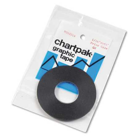 Chart Tape,1/16" X 648",matte,black (1 U