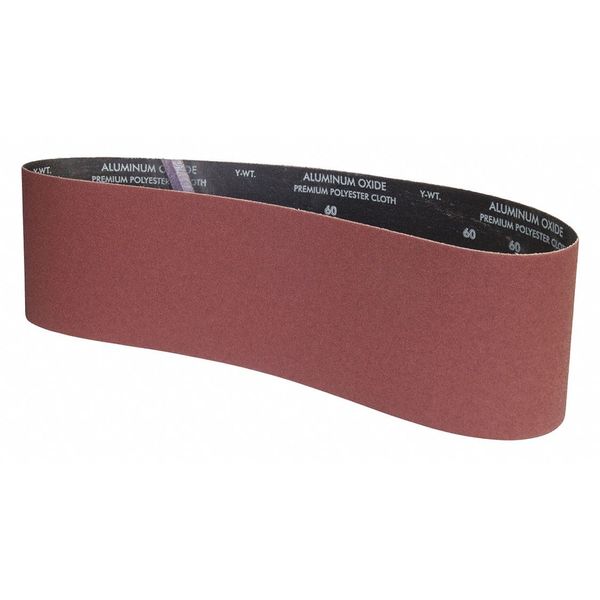 Sanding Belt, Coated, 6 in W, 48 in L, 60 Grit, Medium, Aluminum Oxide, YP0998W, Brown