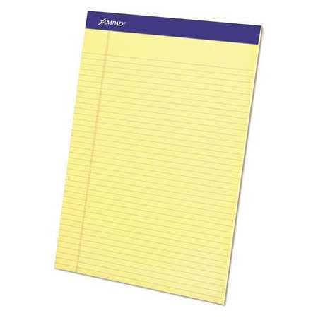 Narrow Rule Pad,perfortd,ltr,canary,pk12