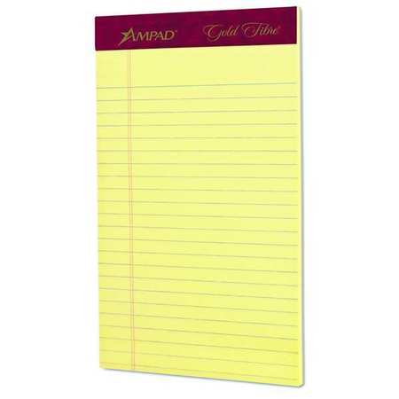 Perforated Legal Pad,8"x5",canary,pk12 (