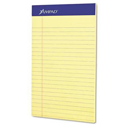 Perforated Legal Pad,8"x5",canary,pk12 (