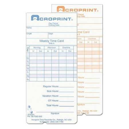 Weekly Time Card,white,pk250 (1 Units In