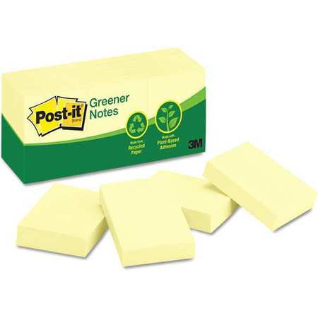 Note,post-it,1.5"x2",yellow,recycl,pk12