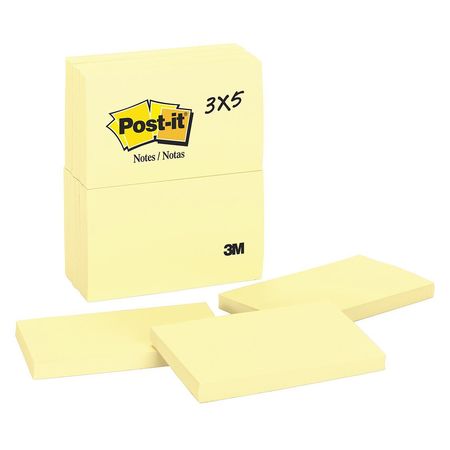 Note,post-it,3"x5",yellow,pk12 (1 Units