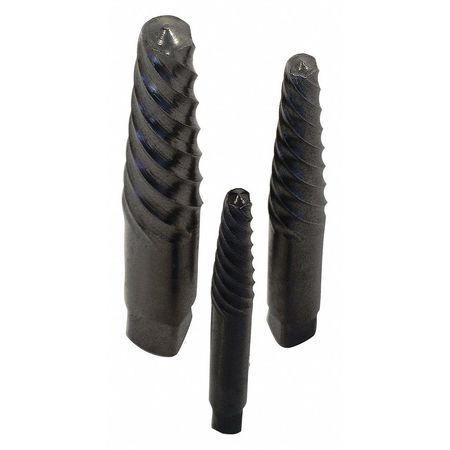 Screw Extractor Set,3 Pieces,hss (1 Unit