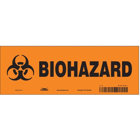 Biohazard Sign,10"w,3-1/2"h,0.004" Thick