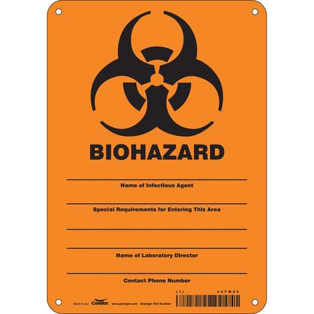 Biohazard Sign,7" W,10" H,0.055" Thick (