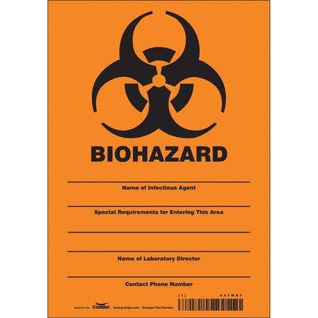 Biohazard Sign,7" W,10" H,0.004" Thick (