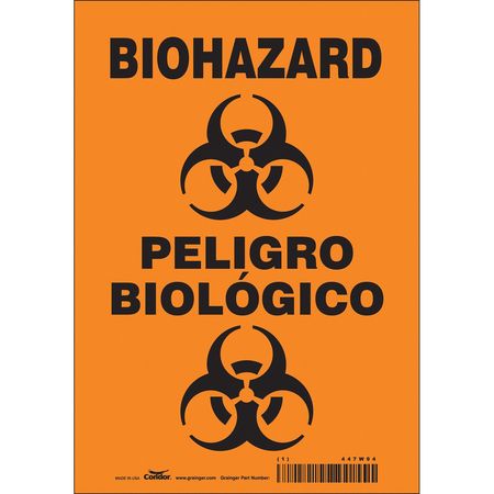 Biohazard Sign,7" W,10" H,0.004" Thick (