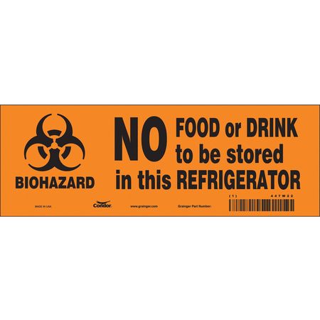 Biohazard Sign,10"w,3-1/2"h,0.004" Thick