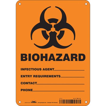 Biohazard Sign,7" W,10" H,0.055" Thick (