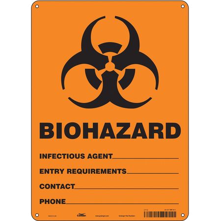 Biohazard Sign,10" W,14" H,0.055" Thick