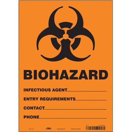 Biohazard Sign,10" W,14" H,0.004" Thick