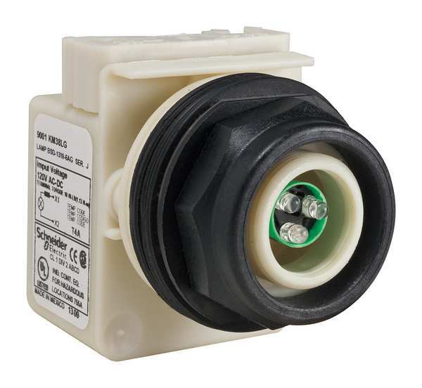 Pilot Light, LED, Green, 120VAC/DC, No Lens