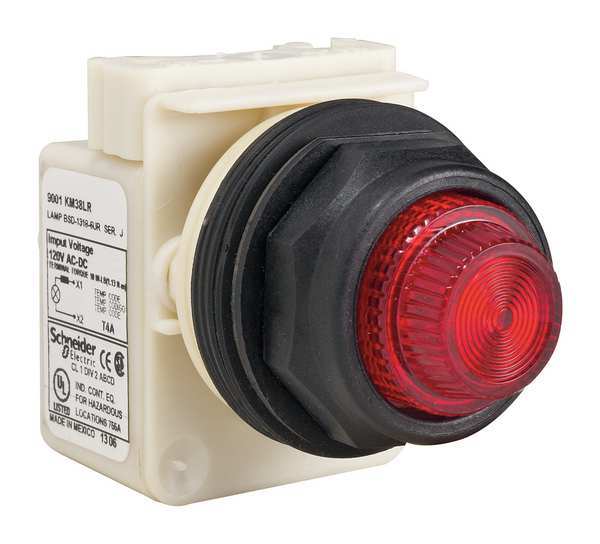 Pilot Light, LED, Red, 120V, Fresnel Lens