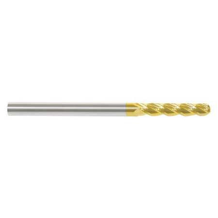 Ball End Mill, 4fl 1/8", Long, Tin (1 Un