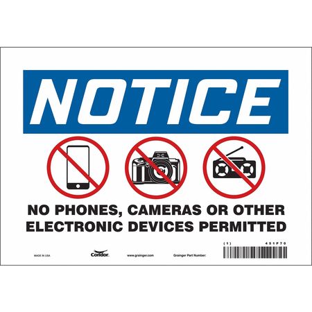 Sign Cell Phone,10" W,7" H,0.004" Thick