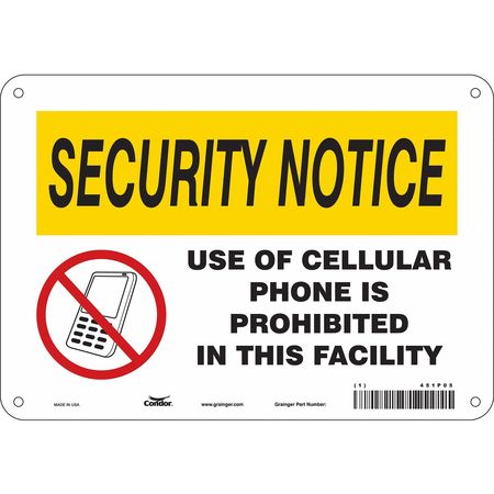 Sign Cell Phone,10" W,7" H,0.055" Thick