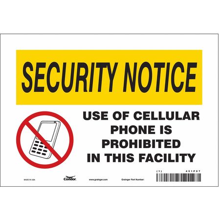 Sign Cell Phone,10" W,7" H,0.004" Thick