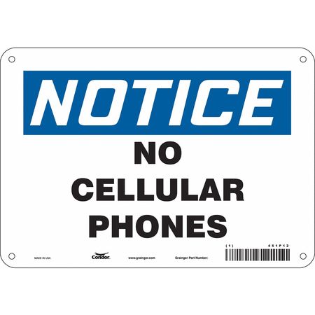 Sign Cell Phone,10" W,7" H,0.055" Thick