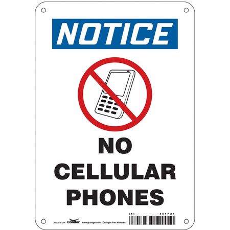 Sign Cell Phone,7" W,10" H,0.055" Thick