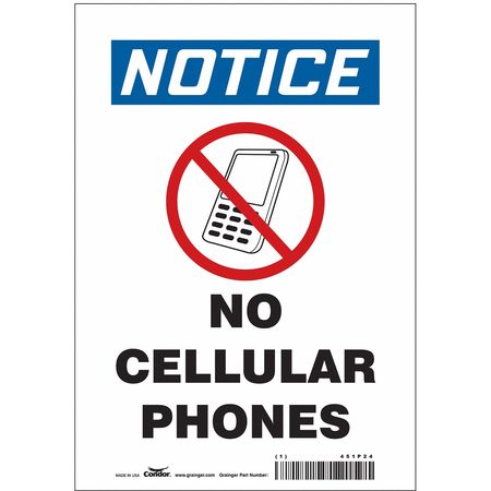 Sign Cell Phone,7" W,10" H,0.004" Thick