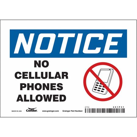 Sign Cell Phone,7" W,5" H,0.004" Thick (