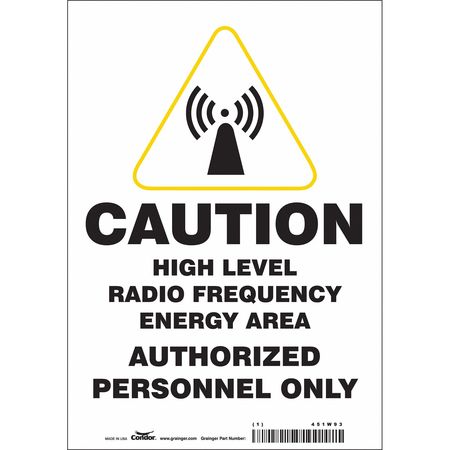 Sign Radiofrequency/microwave,10" H (5 U