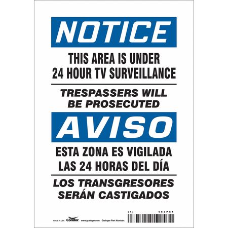 Security Sign,10" H,7" W,vinyl (5 Units